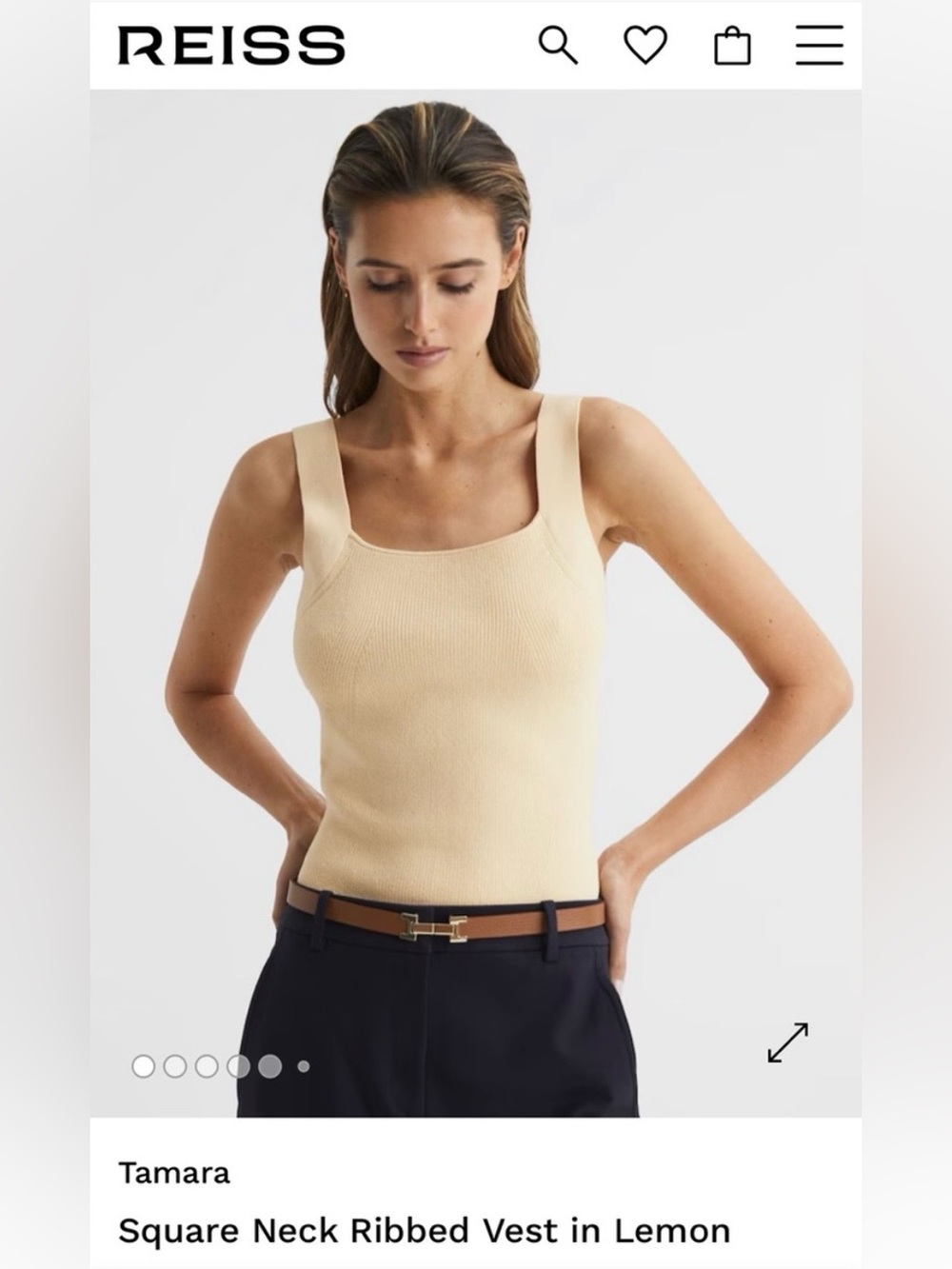 Reiss Pale Yellow Knit Tank Size Small